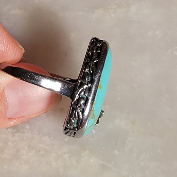 Sterling Silver and Turqouise Ring with Dragonfly Design, Size 7.5 - Picture 6 of 10